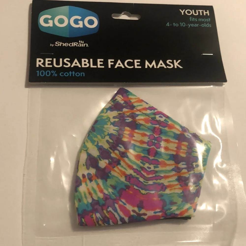 Y2K tye dye retro rainbow face mask youth